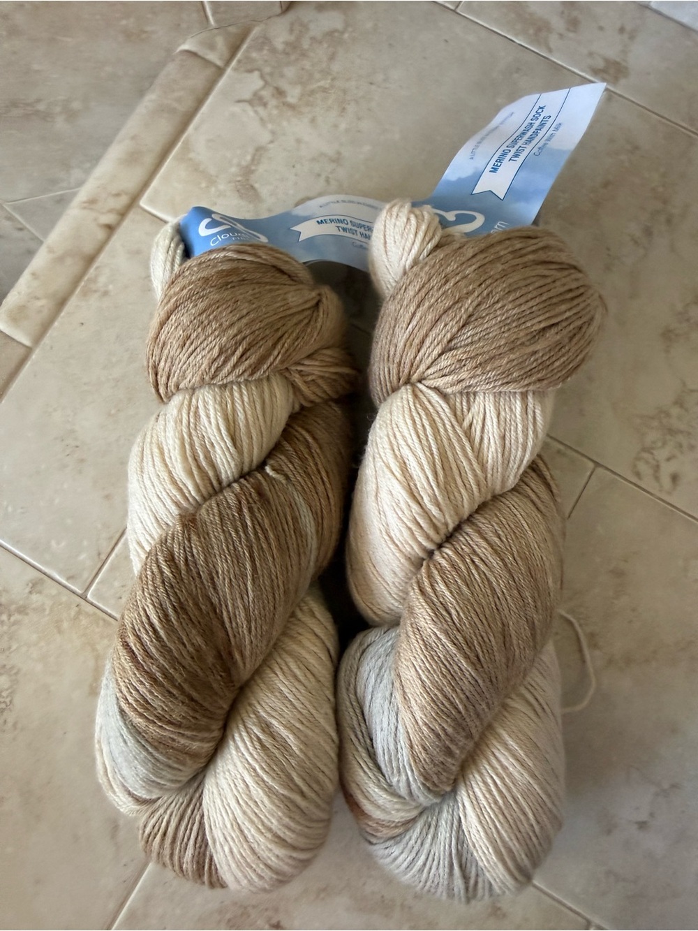Cloudborn Fibers Merino Superwash Sock Twist Handpaints Yarn - Coffee With Milk